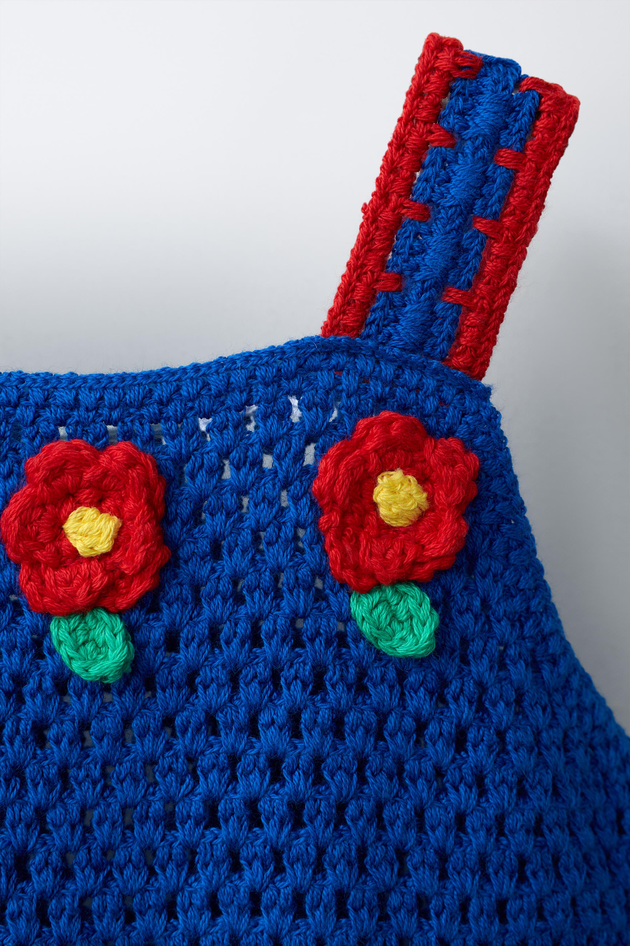 CROCHETED FLOWER KNIT DRESS